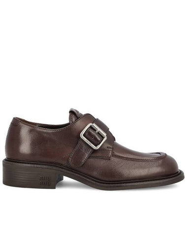 Leather Brogue Loafers Brown - MIU MIU - BALAAN 1