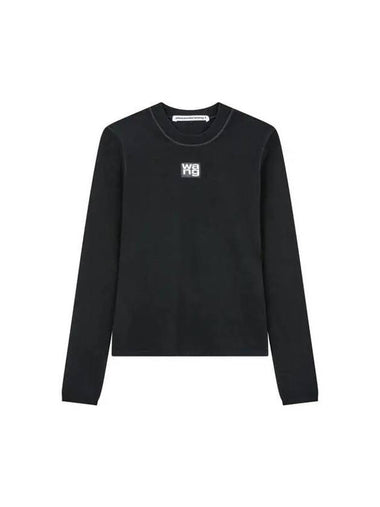 alexanderwang t Mini Logo Patch Easy Top Black 271118 - ALEXANDER WANG - BALAAN 1