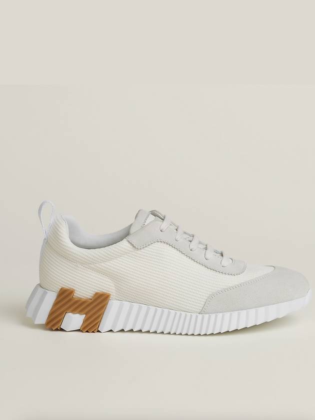 Bouncing Mesh Suede Goatskin Low Top Sneakers Blanc - HERMES - BALAAN 3