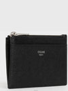 Zipper Grained Calfskin Card Wallet Black - CELINE - BALAAN 3