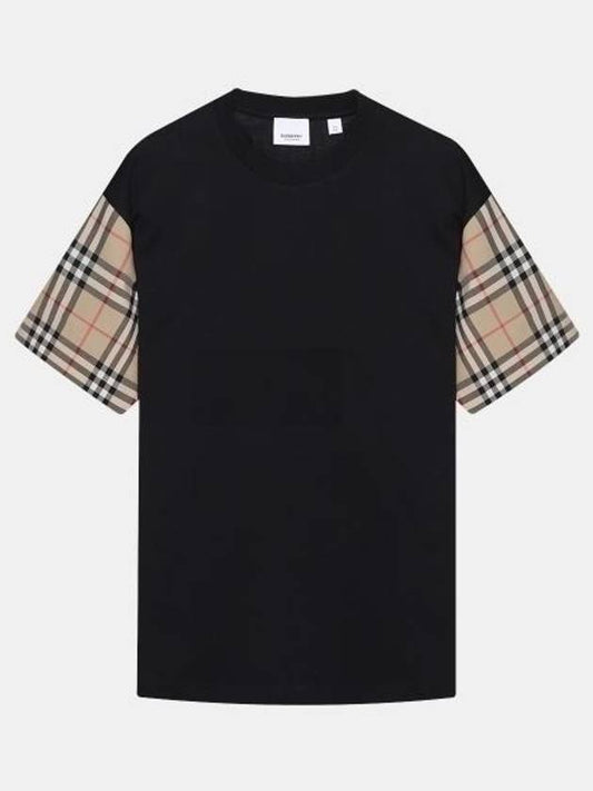 Vintage Check Sleeve Cotton Oversized T-shirt Black - BURBERRY - BALAAN 2