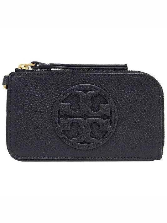 Miller Top Zip Leather Card Wallet Black - TORY BURCH - BALAAN 2