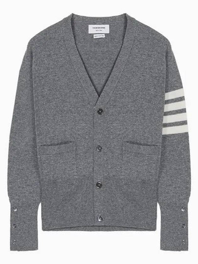 Men's Diagonal Classic Cashmere Cardigan Light Grey - THOM BROWNE - BALAAN 2