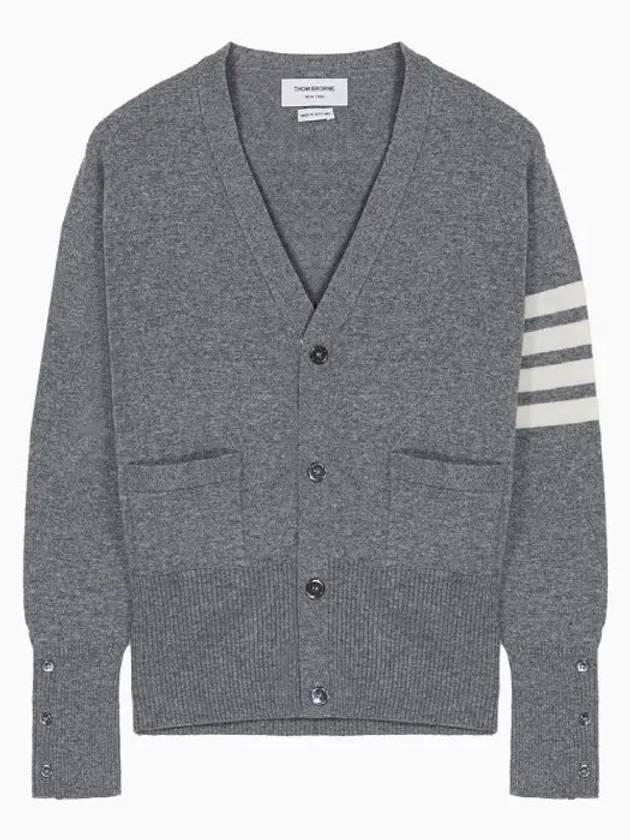 Men's Diagonal Classic Cashmere Cardigan Light Grey - THOM BROWNE - BALAAN 3