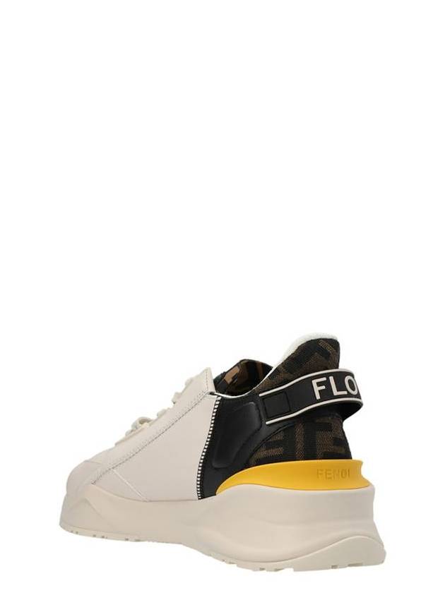 Flow FF Jacquard Leather Running Low Top Sneakers White - FENDI - BALAAN 4