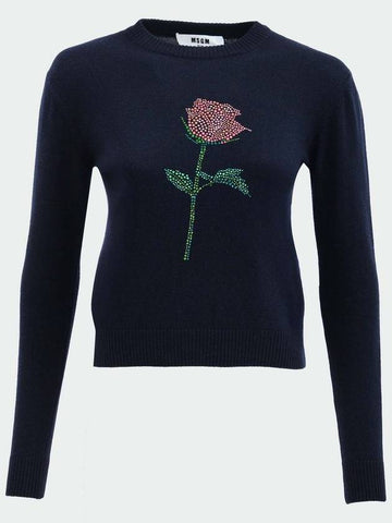 Rhinestone Rose Sweatshirt 3741MDM262 247786 89 - MSGM - BALAAN 1