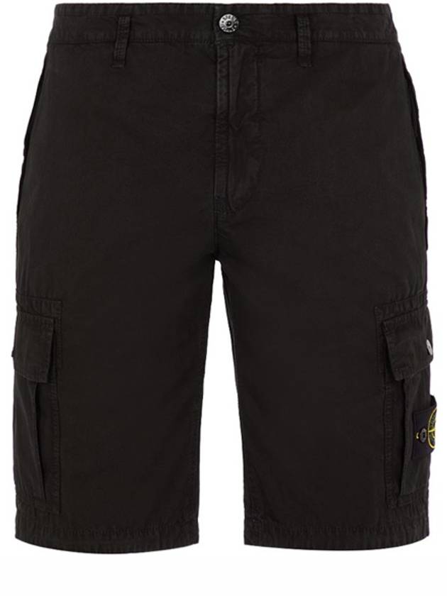 Men's Wappen Patch Pocket Bermuda Cargo Shorts Black - STONE ISLAND - BALAAN 2