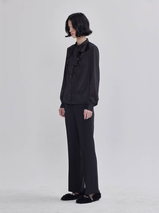 pleated detail satin blouse black - LIE - BALAAN 5