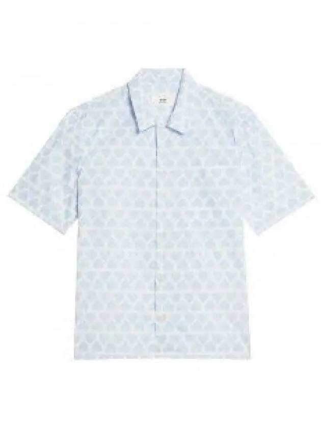 Cotton Men s Shirt Sky Blue HSH203C00029475 964170 - AMI - BALAAN 1