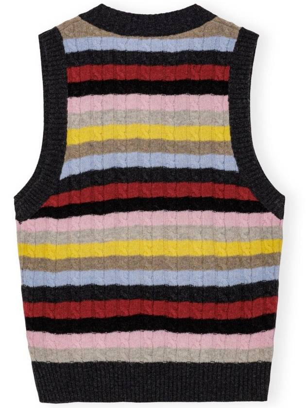 V-Neck Striped Knit Vest - GANNI - BALAAN 3