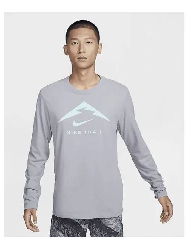 Dry Fit Men s Long Sleeve Trail Running T Shirt Cement Gray FN0828 078 720124 - NIKE - BALAAN 1