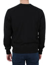 Red Heart Logo Merino Wool Cardigan Black - AMI - BALAAN 6