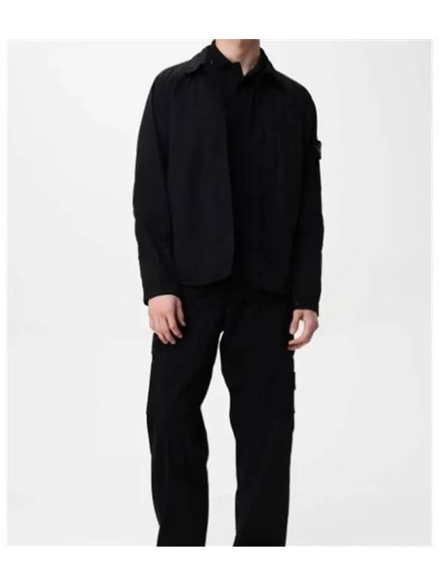 Supima Cotton Twill Over Long Sleeve Shirt Black - STONE ISLAND - BALAAN 3