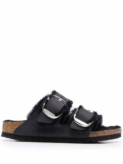 Arizona Big Buckle Oil Leather Slippers Black - BIRKENSTOCK - BALAAN 2