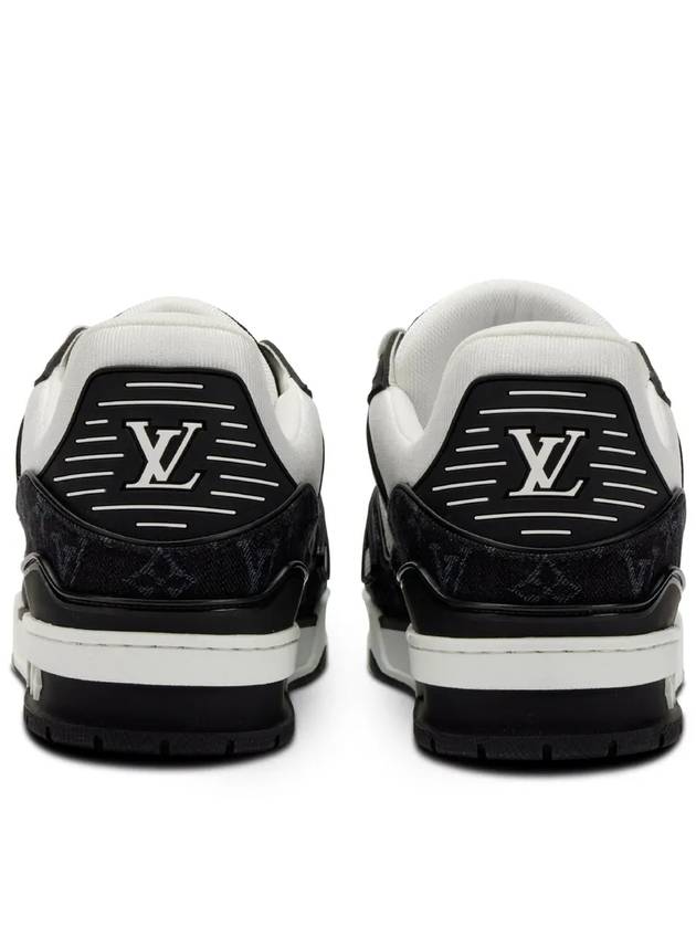 Men's LV Trainer Monogram Denim Low Top Sneakers Black White - LOUIS VUITTON - BALAAN 6