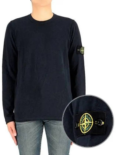 Wappen Patch Crew Neck Knit Top Navy - STONE ISLAND - BALAAN 2