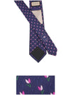 GG Flower Silk Tie Navy - GUCCI - BALAAN 4