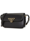 Leather Shoulder Bag Black - PRADA - BALAAN 3