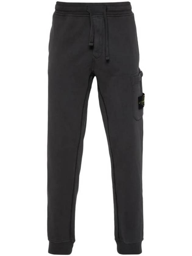 Compass Patch Cotton Jersey Track Pants Dark Grey - STONE ISLAND - BALAAN 1