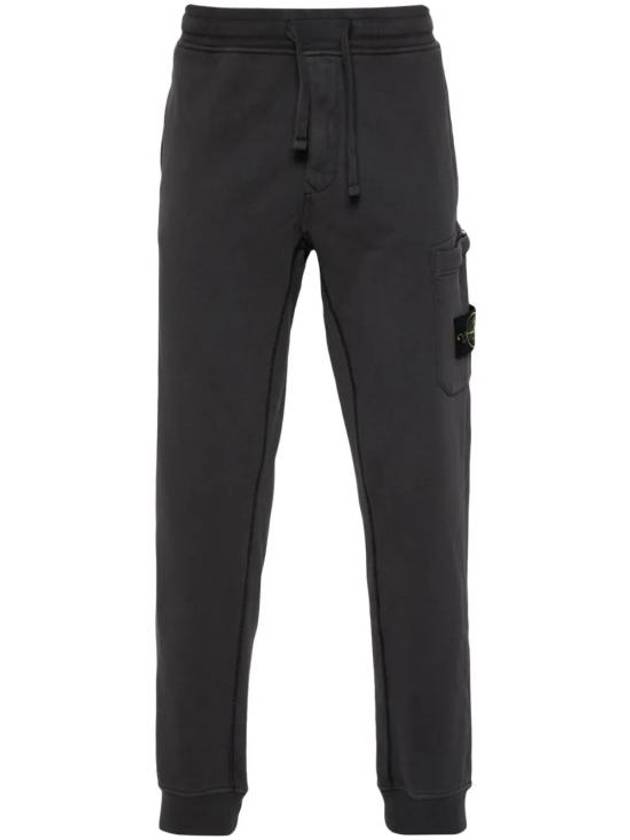 Compass Patch Cotton Jersey Track Pants Dark Grey - STONE ISLAND - BALAAN 1