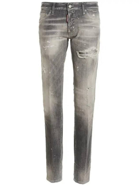 Men's Logo Patch Skinny Jeans Gray - DSQUARED2 - BALAAN 1