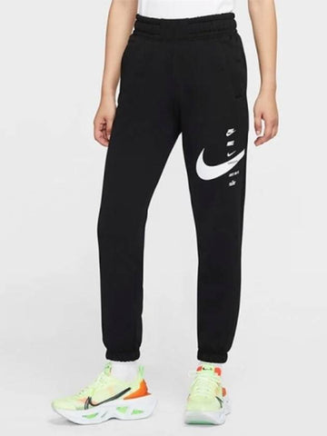 01DJ1126011Women’sSwoosh Full Logo Fleece PantsBlack White - NIKE - BALAAN 1