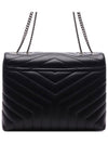 Silver Monogram Loulou Matelasse Y Leather Medium Shoulder Bag Black - SAINT LAURENT - BALAAN 5