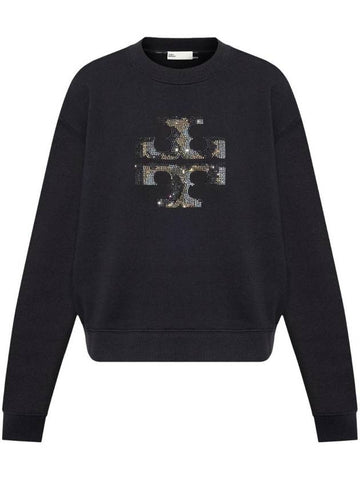 Embroidered Logo Sweatshirt Black - TORY BURCH - BALAAN 1