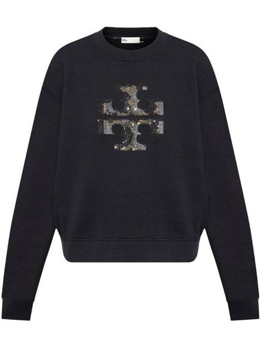 Embroidered Logo Sweatshirt Black - TORY BURCH - BALAAN 1