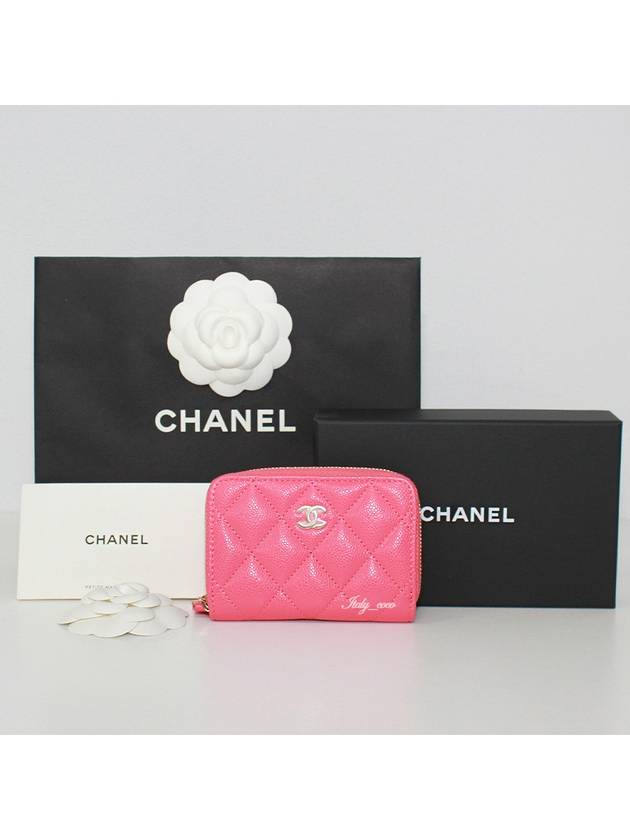 Gold Hardware Classic Grained Shiny Calfskin Zipper Coin Wallet Pink - CHANEL - BALAAN 2