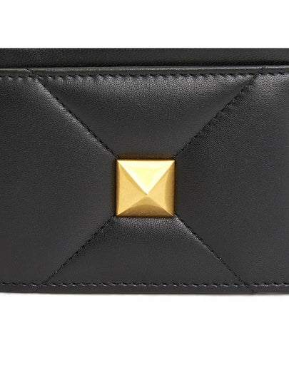 One Stud Leather Zipper Coin Purse Black - VALENTINO - BALAAN 2