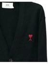 heart logo V-neck wool cardigan black - AMI - BALAAN 4