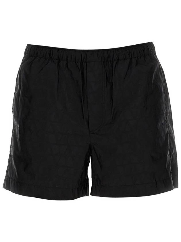 Icograph Pattern Nylon Swim Shorts Black - VALENTINO - BALAAN 2