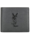 Cassandre  Leather Half Wallet Black - SAINT LAURENT - BALAAN 2