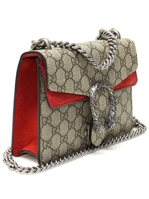 Gucci 421970 GG Supreme Canvas Red Suede Dionysus Mini Chain Shoulder Bag - GUCCI - BALAAN 3