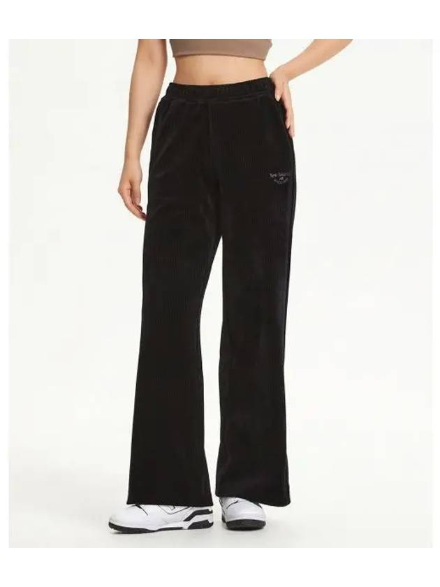 NBMLE4W922 WOMEN Velor ribbed wide pants BLACK - NEW BALANCE - BALAAN 1