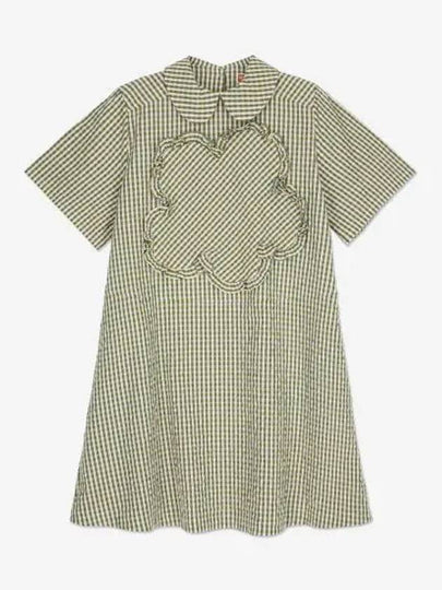 Gingham Baby Doll Cotton Midi Dress Green - KENZO - BALAAN 2