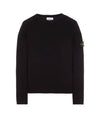 Men's Logo Patch Crew Neck Soft Cotton Knit Top Black - STONE ISLAND - BALAAN 2