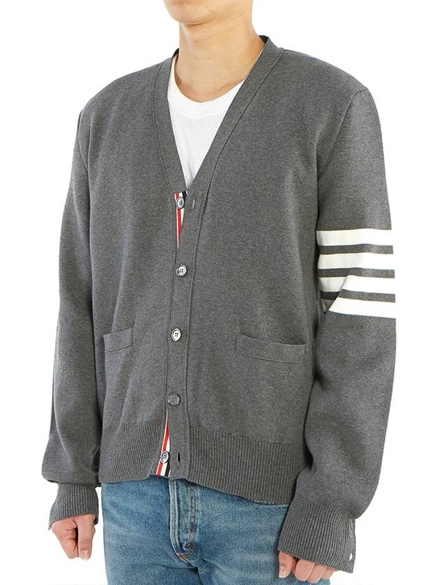 Milano Stitch 4-Bar Cardigan Medium Grey - THOM BROWNE - BALAAN 6