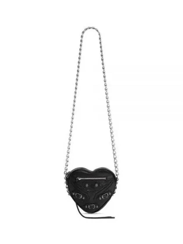 Le Cagolet Heart Cross Mini Bag Black - BALENCIAGA - BALAAN.