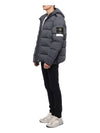 Seamless Logo Nylon Hooded Down Jacket Medium Grey - STONE ISLAND - BALAAN 5