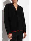 Wool Cashmere Web Logo Knit Cardigan Black 803963 XKD96 1060 - GUCCI - BALAAN 8