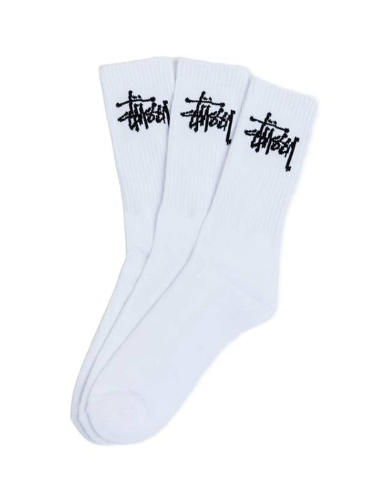 Logo Graffiti Crew Socks White 3 Pack - STUSSY - BALAAN 1