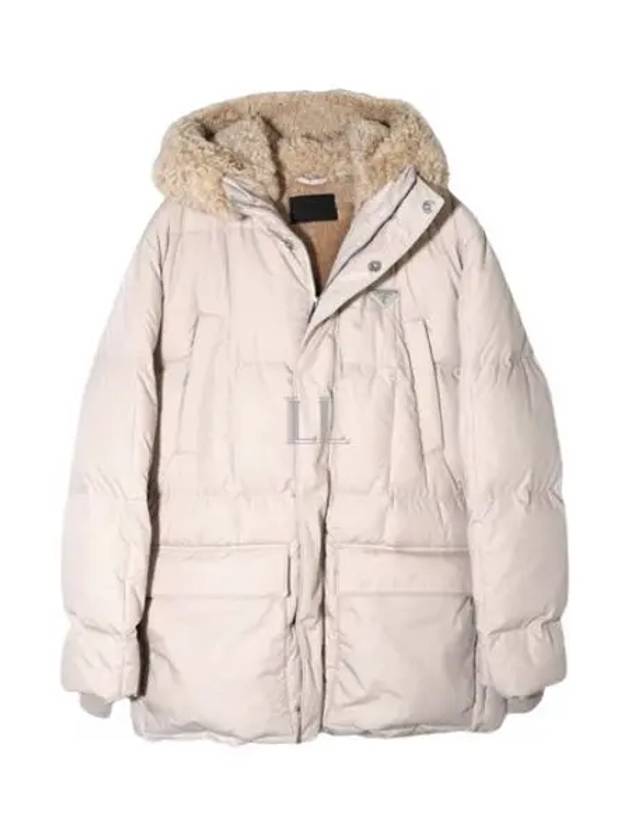 Triangle Logo Goose Down Padded Jacket Ivory - PRADA - BALAAN 2