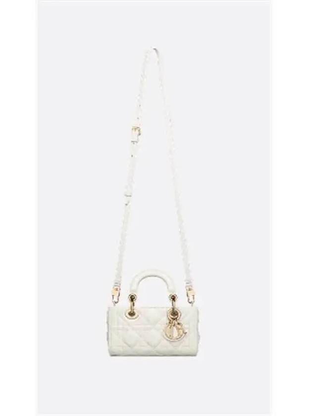 Lady D Joy Cannage Lambskin Micro Tote Bag White - DIOR - BALAAN 7