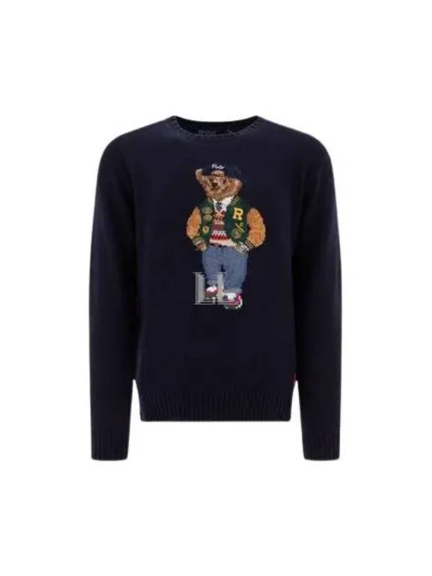 Polo Bear Intarsia Wool Cashmere Sweatshirt Navy - POLO RALPH LAUREN - BALAAN 2