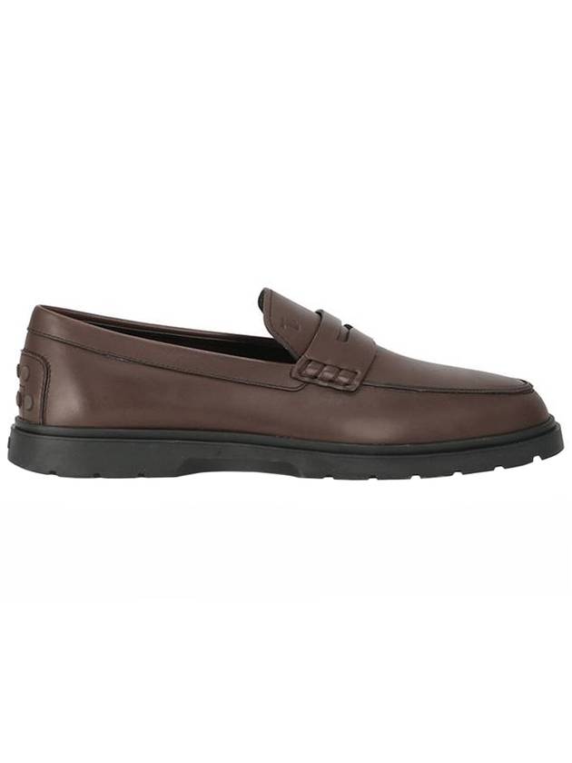 Men's Leather Penny Loafers Dark Brown - TOD'S - BALAAN.