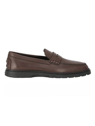 Men's Leather Penny Loafers Dark Brown - TOD'S - BALAAN.