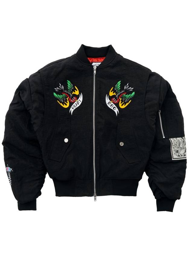 Embroidered Graphic Nylon Bomber Jacket Black - GRAPHISTE MAN.G - BALAAN 2