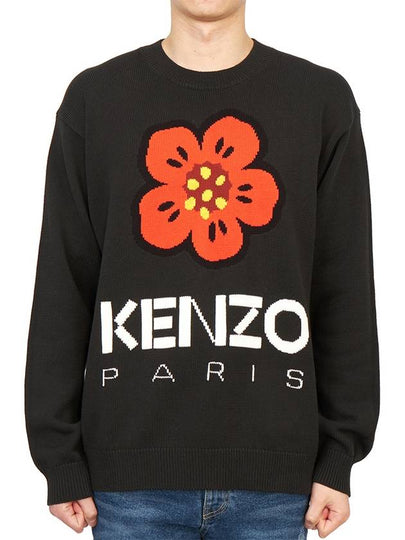 Boke Flower Wool Jumper Knit Top Black - KENZO - BALAAN 2